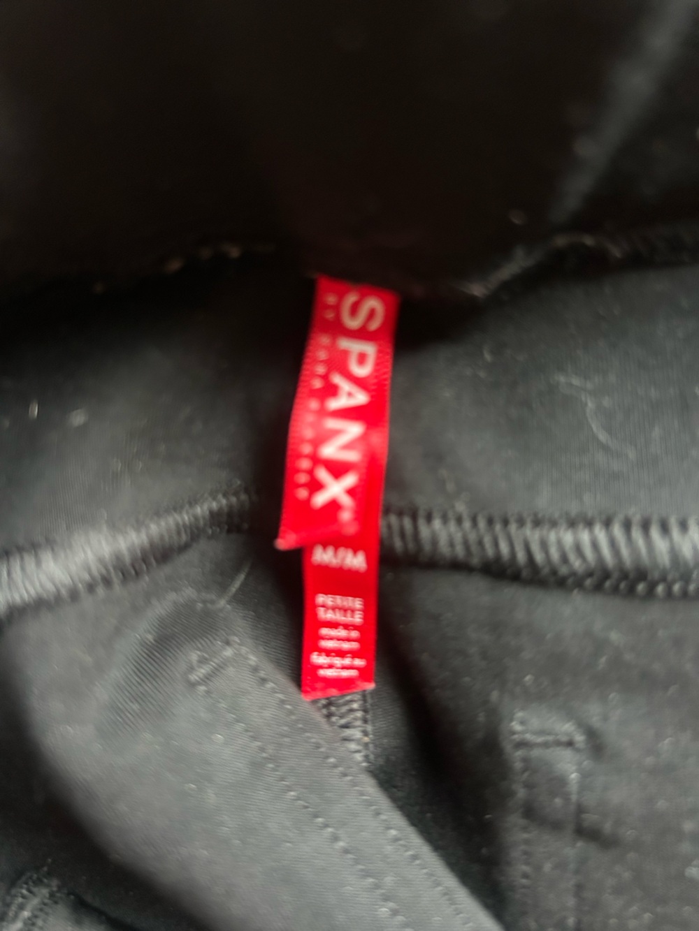 SPANX Black Leggings with Red Logo Tag